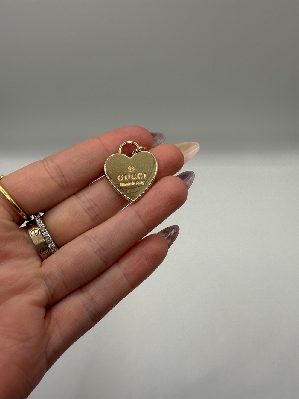 1475. Gold Heart Double Sided Charm.